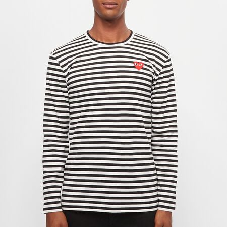 fonds enthousiasme fax Order Comme des Garcons Play Play Red Heart Striped Long Sleeve T-Shirt  black/white solebox-navigation from solebox | MBCY