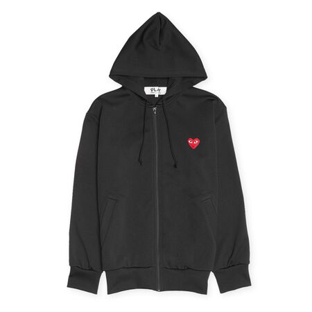 Order Comme des Play Play Red Heart Hooded Zip Sweatshirt black Hoodies from solebox | MBCY