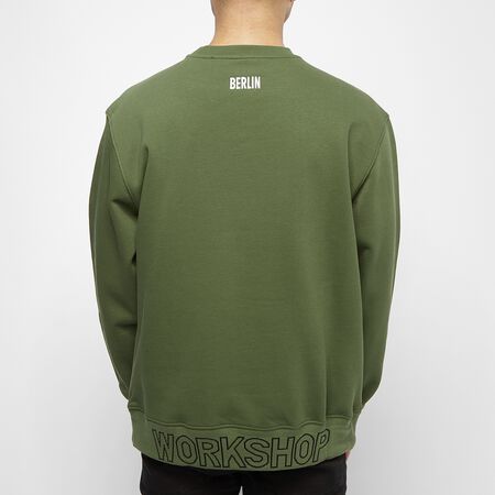 Crewneck With Chest+Back Embroidery And Logo Rib