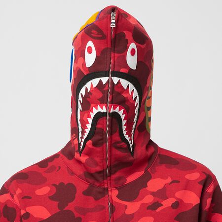 BAPE Color Camo Shark Full Zip Hoodie 'Red